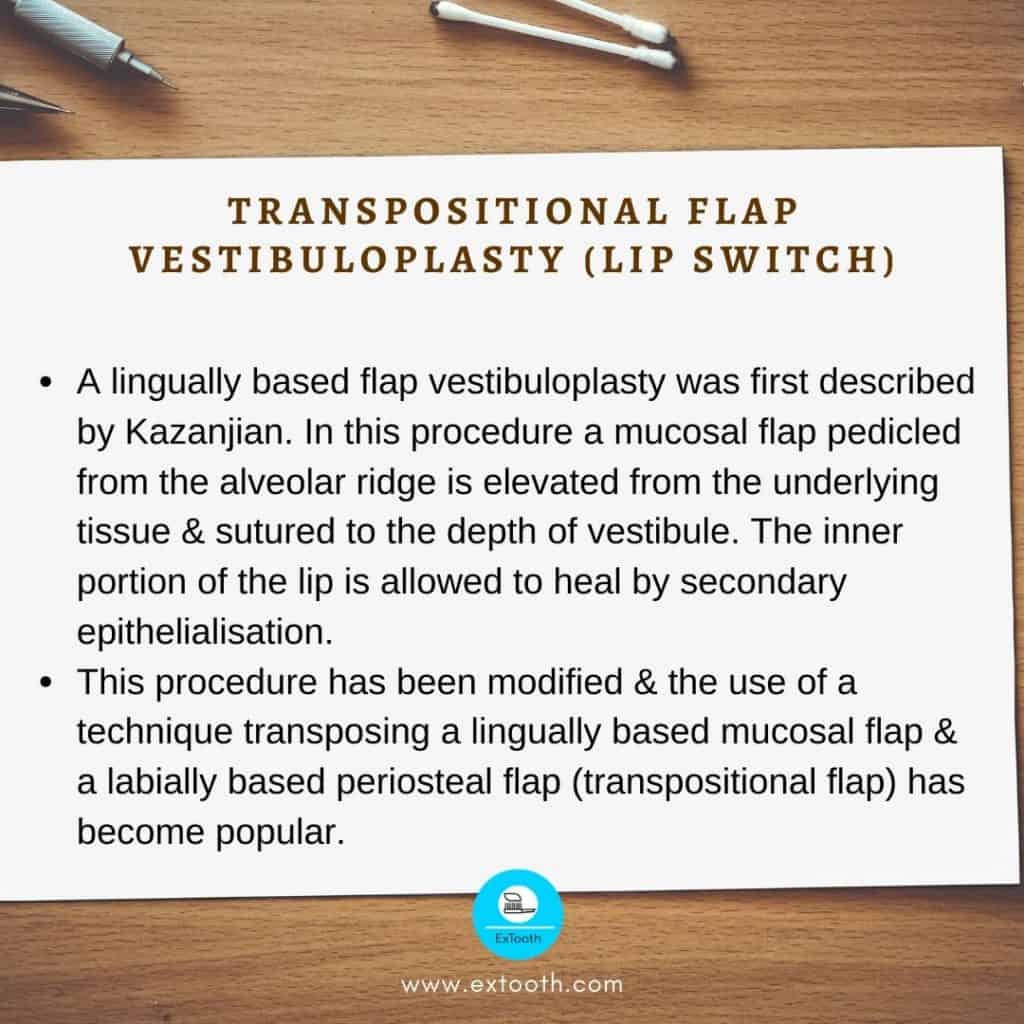 Transpositional Flap Vestibuloplasty (Lip Switch)
